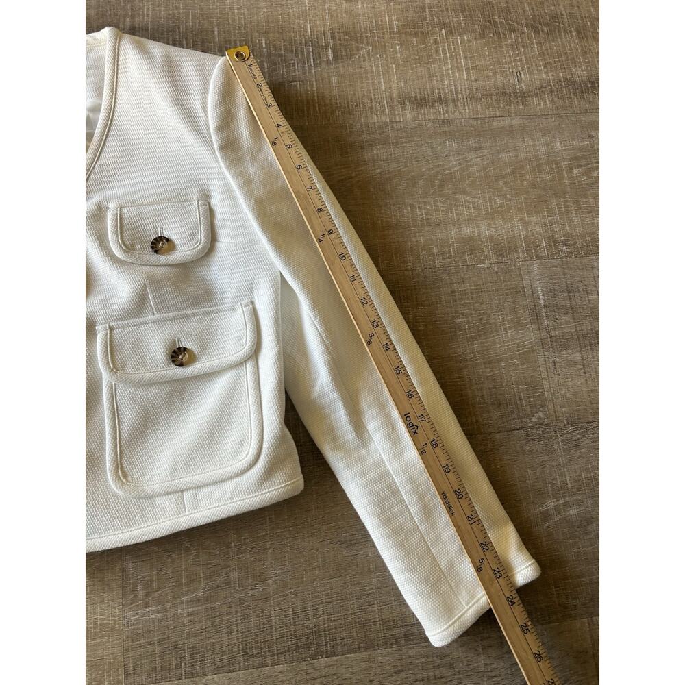 VERONICA BEARD Isola Jacket Women’s 8 Off White Stretch V-Neck Designer Nwt $598 - Picture 14 of 16